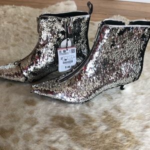 Sequin Kitten Heel Bootie